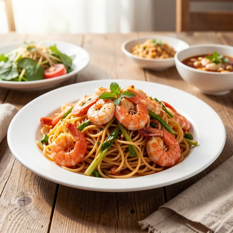 Nouilles sautées aux crevettes